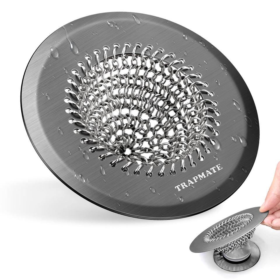 TRAPMATE shower hair drain catcher on drain for quick debris capture