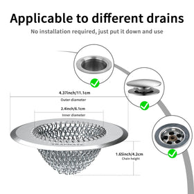 TRAPMATE stainless steel chain mesh design visible on drain