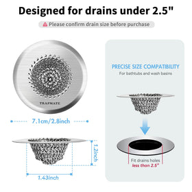 TRAPMATE stainless-steel drain-cover in shower provides durable protection