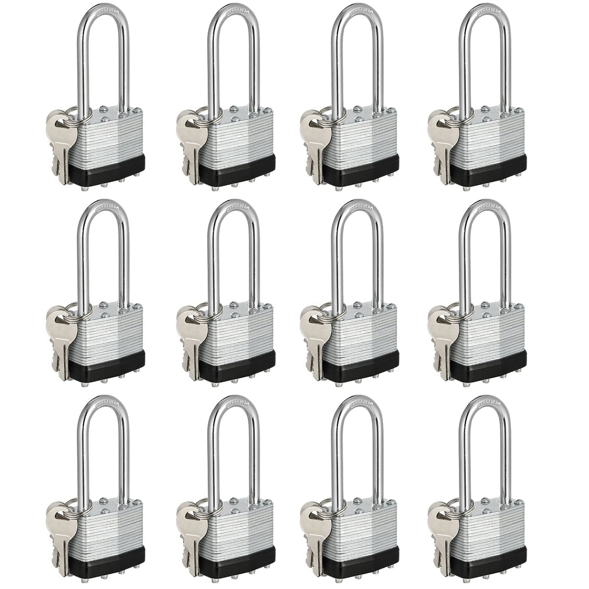 Travate keyed-alike padlocks 12-pack, overall view for bulk storage security