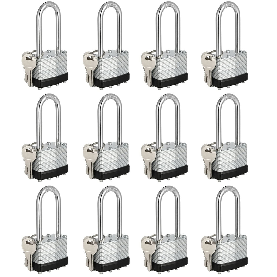 Travate keyed-alike padlocks 12-pack, overall view for bulk storage security