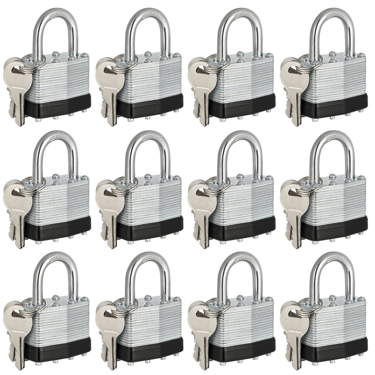 Travate keyed alike padlocks 12-pack for secure storage and easy access