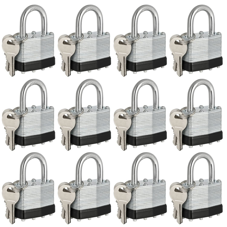 Travate keyed alike padlocks 12-pack for secure storage and easy access