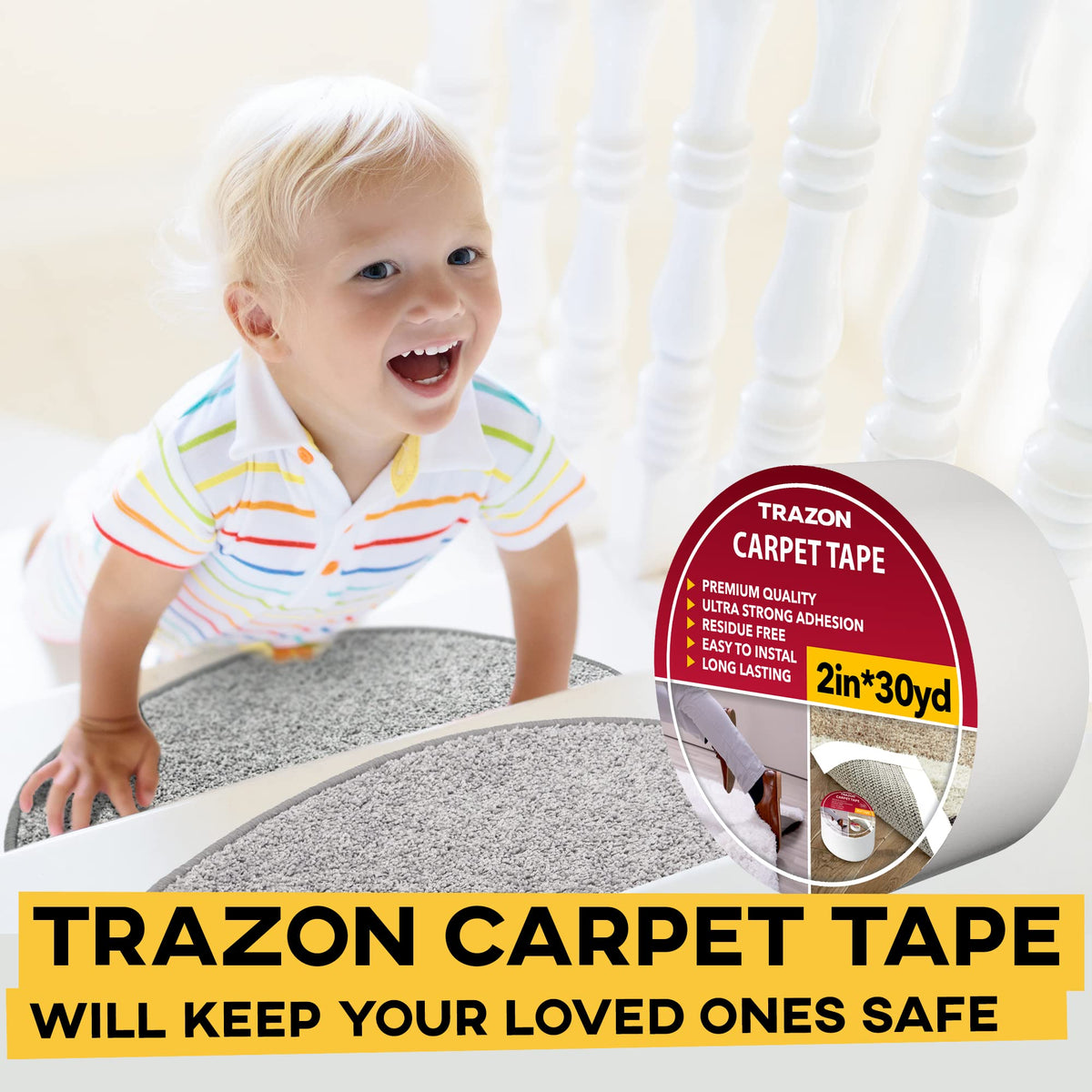 Trazon carpet tape removal is safe on delicate surfaces