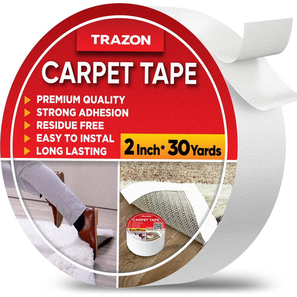 Trazon double-sided carpet tape provides strong hold on floors