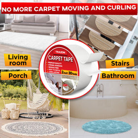 Trazon rug tape securely holds mats in high-traffic areas