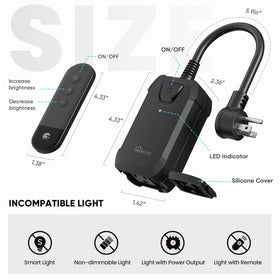 TreatLife dimmer plug IP44 weatherproof shell protects outdoor lighting.