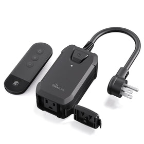 TreatLife dimmer plug with outdoor remote controls string lights and porch lamps.