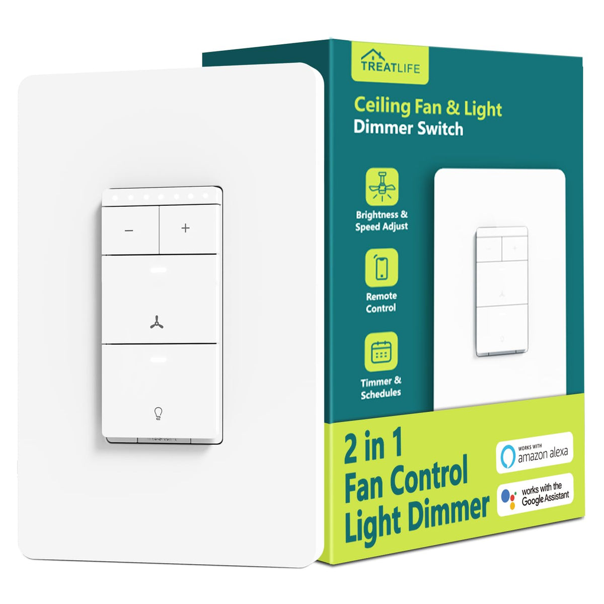 TREATLIFE smart ceiling fan control front view for easy use