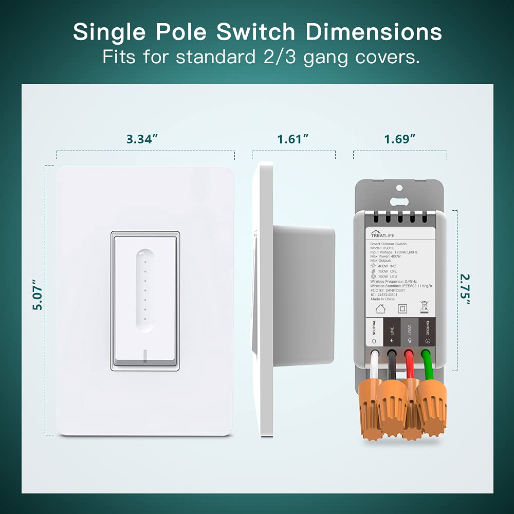 TREATLIFE neutral-wire note explains installation requirements for proper operation.
