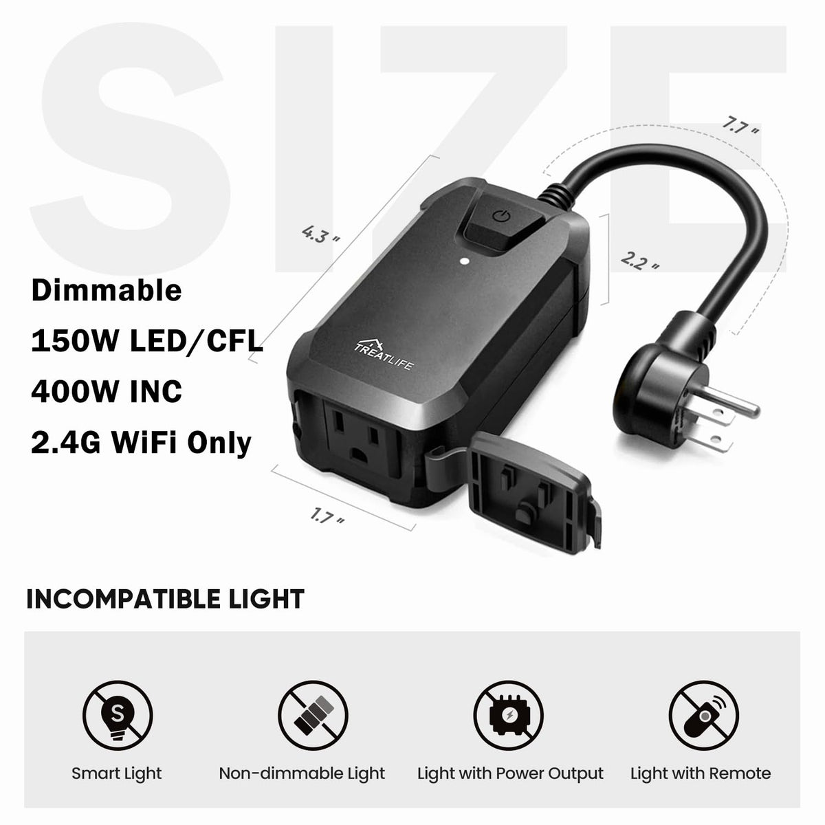 TREATLIFE smart plug for lights controlled via app for convenient schedule.