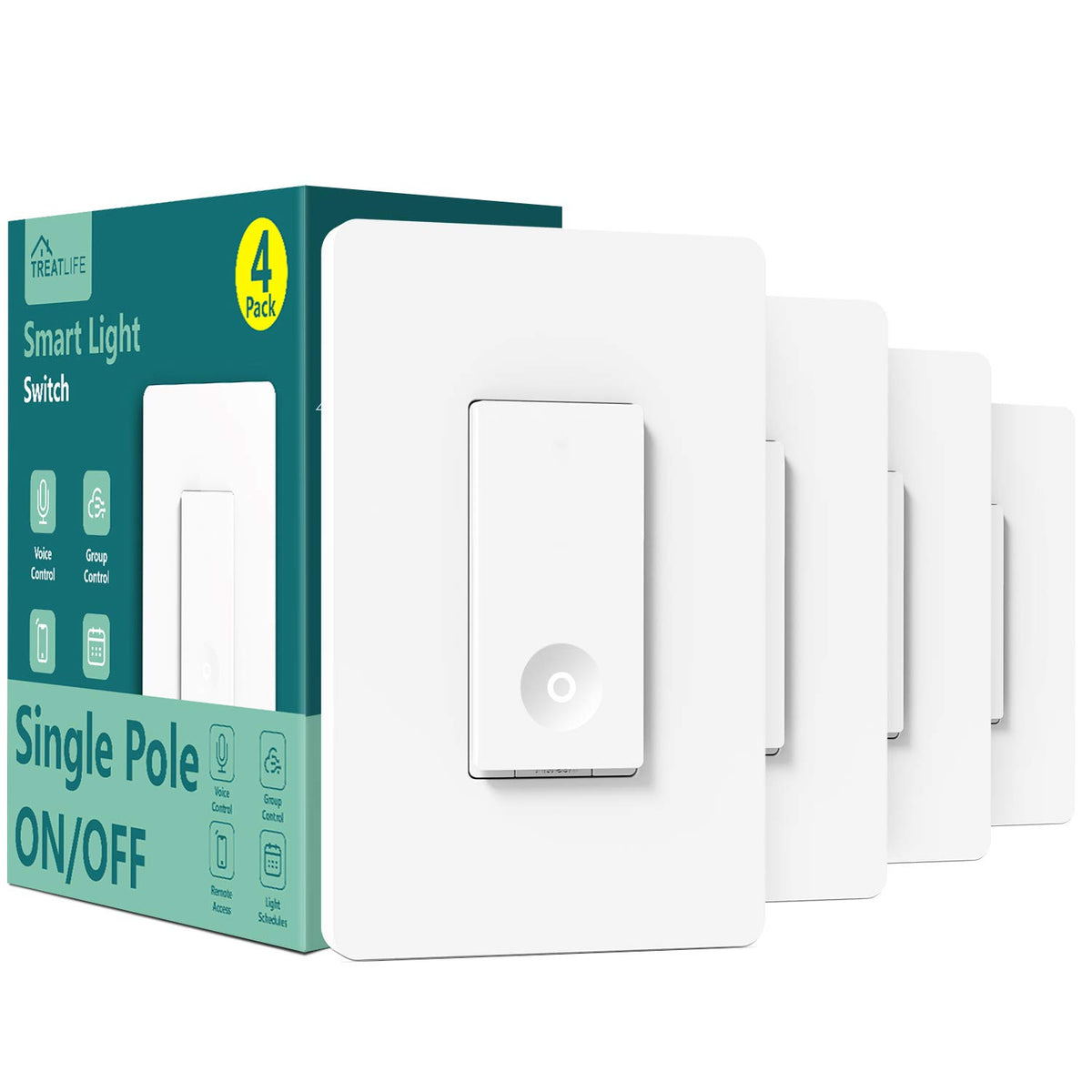 TREATLIFE Smart Switch 4-pack front view for quick in-room lighting control