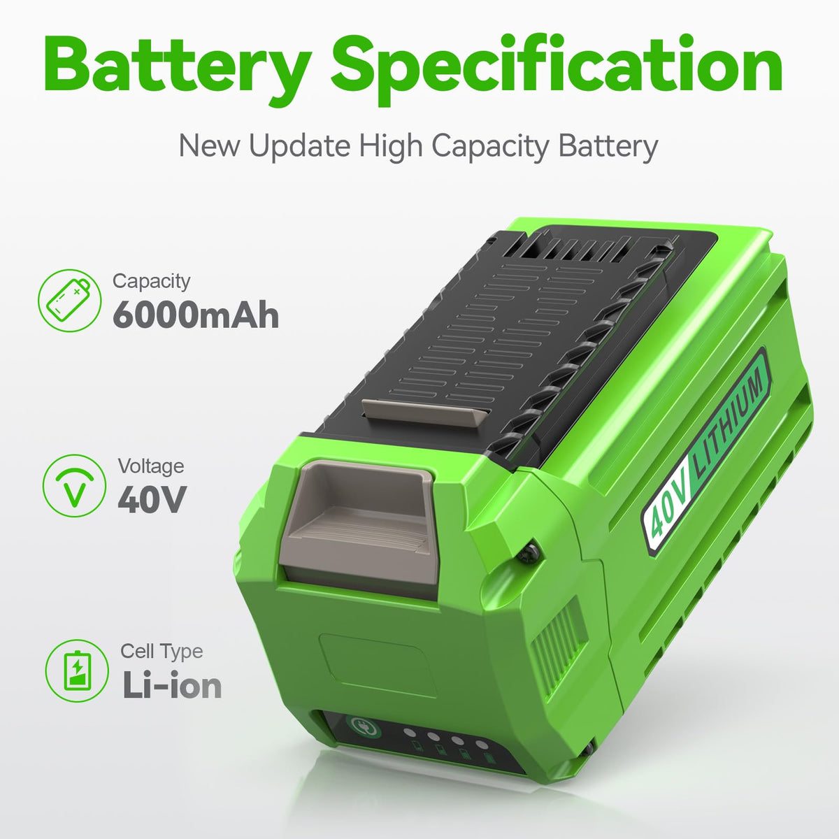 TREE.NB 29472 battery with LED indicators displaying charge level for planning tasks