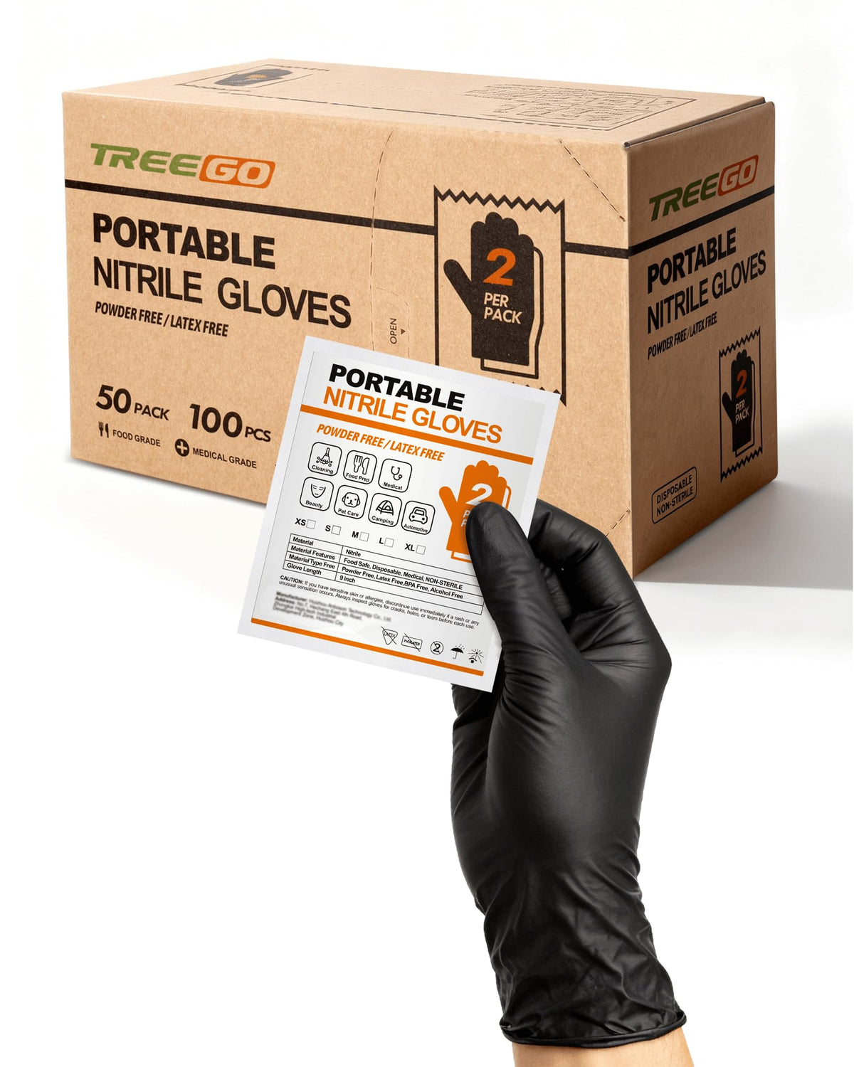 TREEGO 5mil nitrile gloves with textured fingertips for precise service tasks