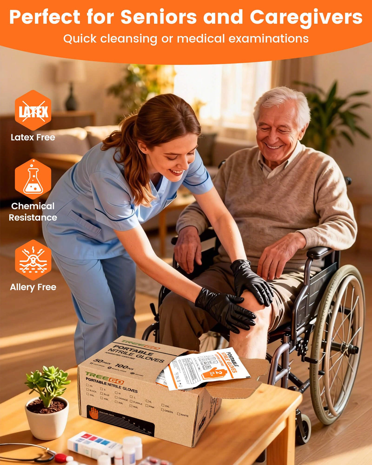 TREEGO disposable gloves are latex-free and powder-free for all-day comfort