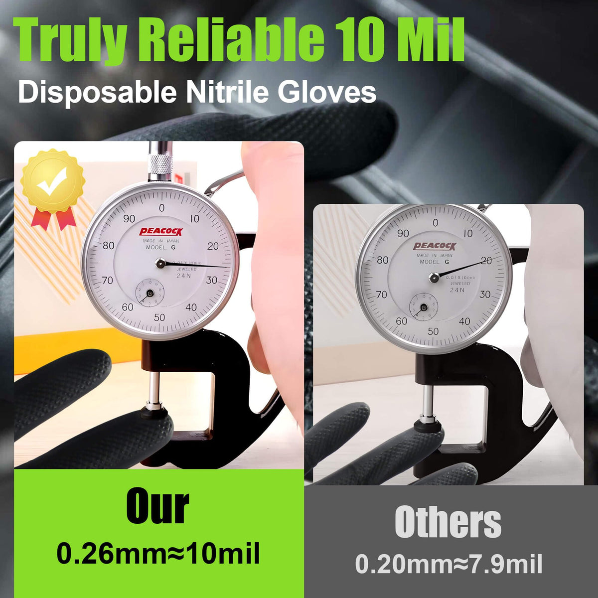 TREEGO nitrile gloves offer oil-friendly diamond texture grip for secure connections.