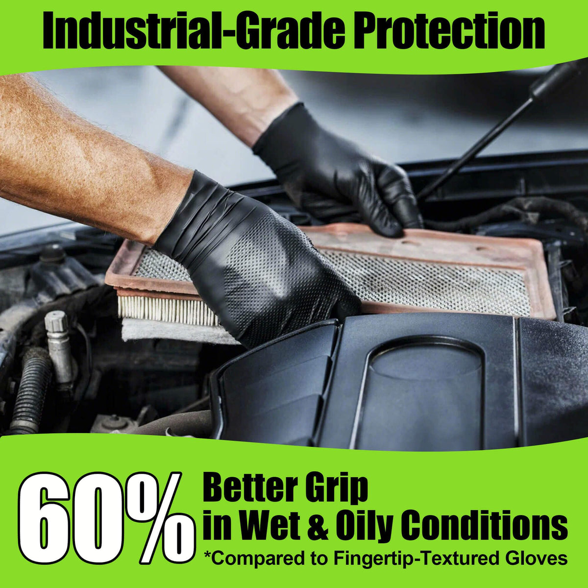 TREEGO nitrile gloves with rolled cuffs for durable performance during glove changes.