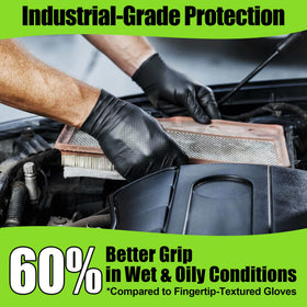 TREEGO nitrile gloves with rolled cuffs for durable performance during glove changes.