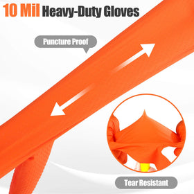 TREEGO orange nitrile gloves ideal for automotive and industrial tasks.