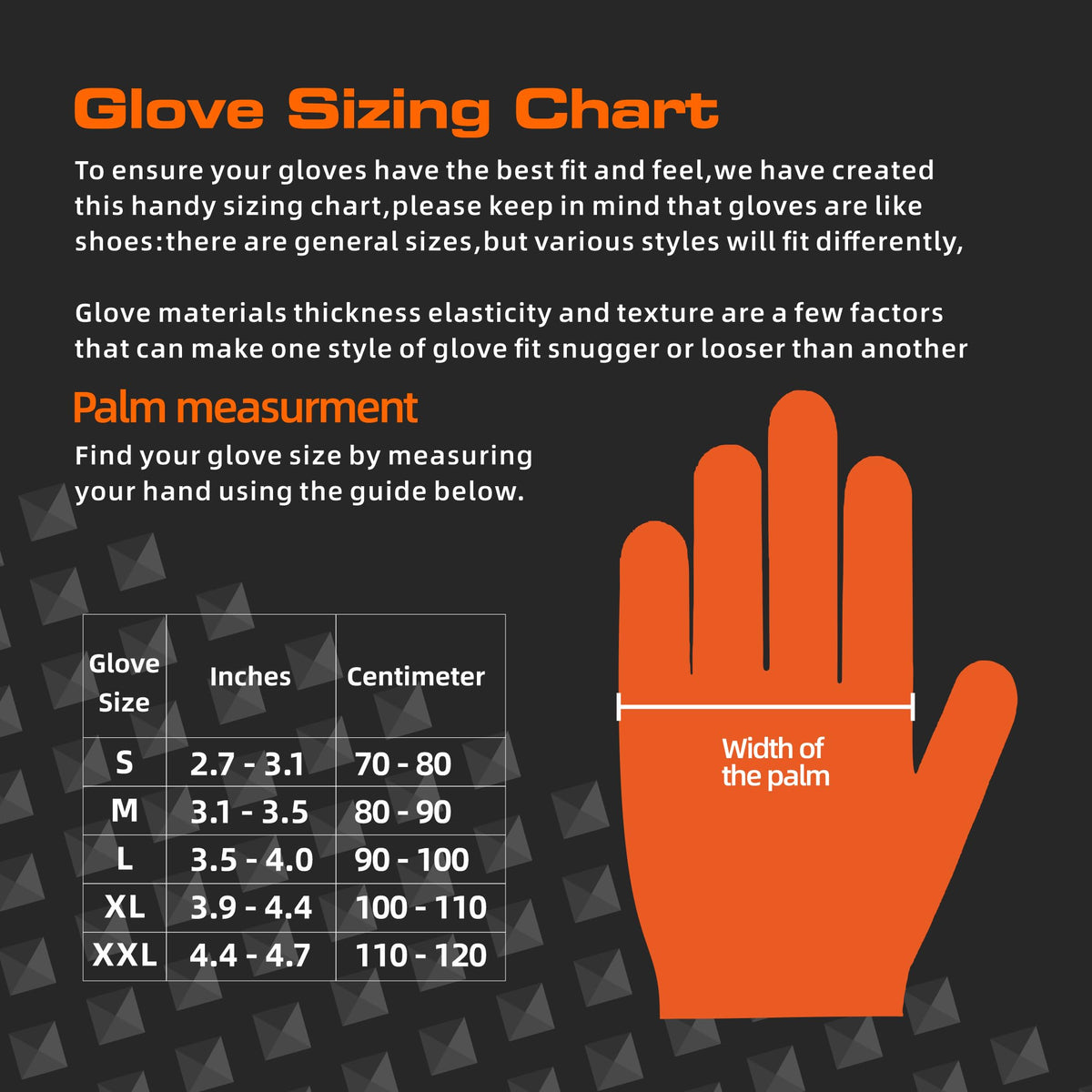 TREEGO orange nitrile gloves suited for busy industrial sites and garages.
