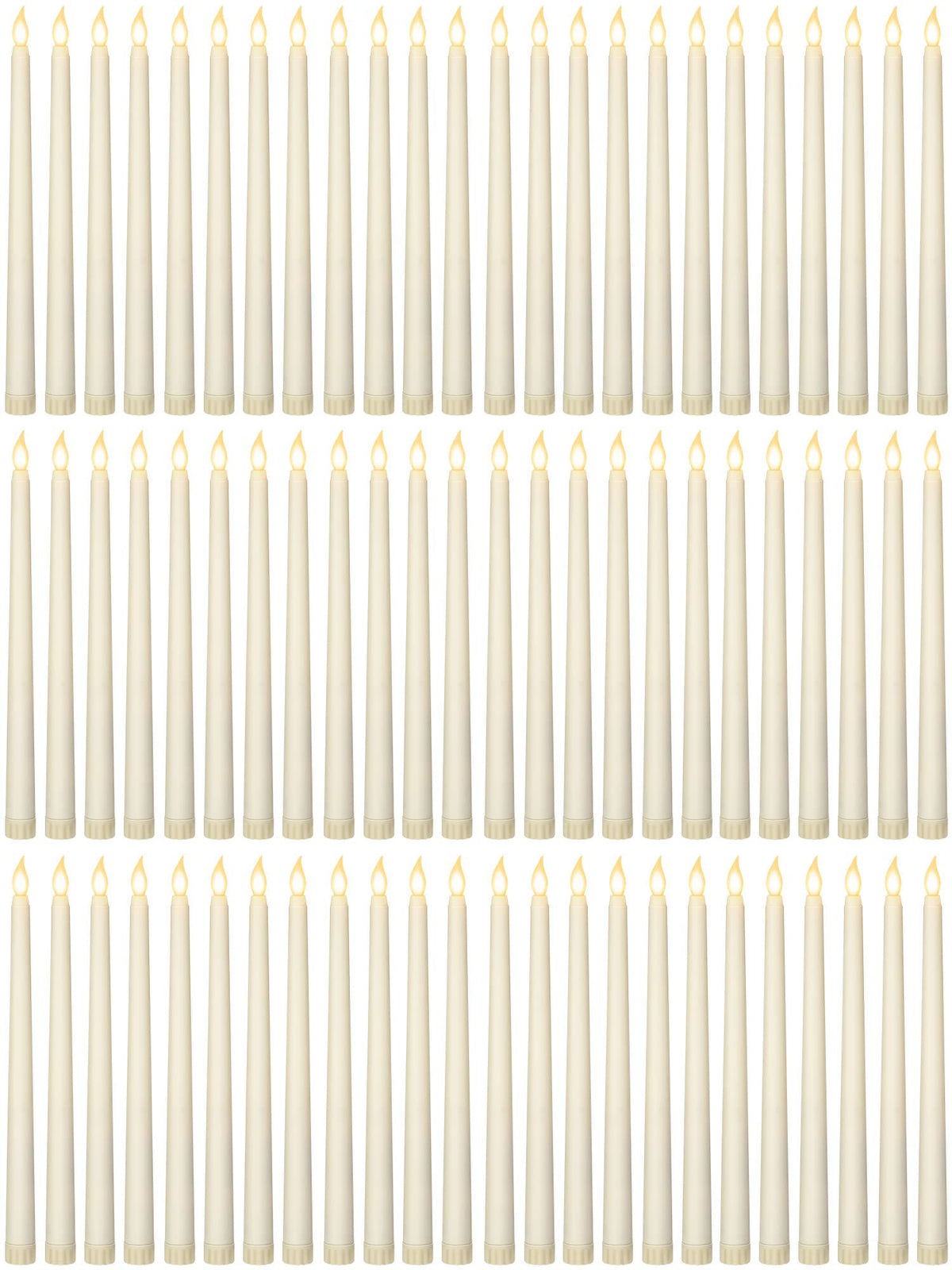 Treela 72-piece flameless taper candles bundle with a safe, long-lasting glow for events