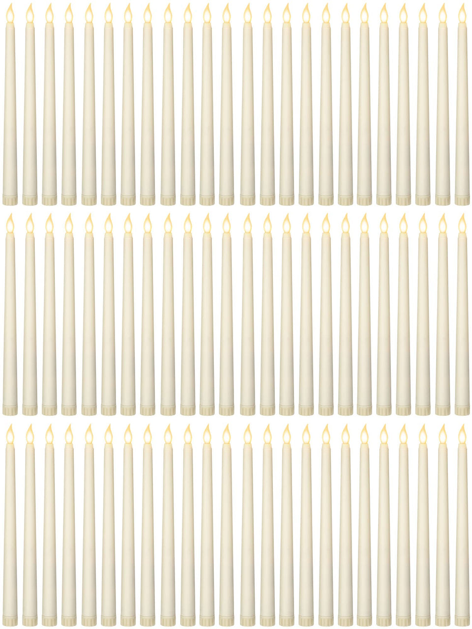 Treela 72-piece flameless taper candles bundle with a safe, long-lasting glow for events