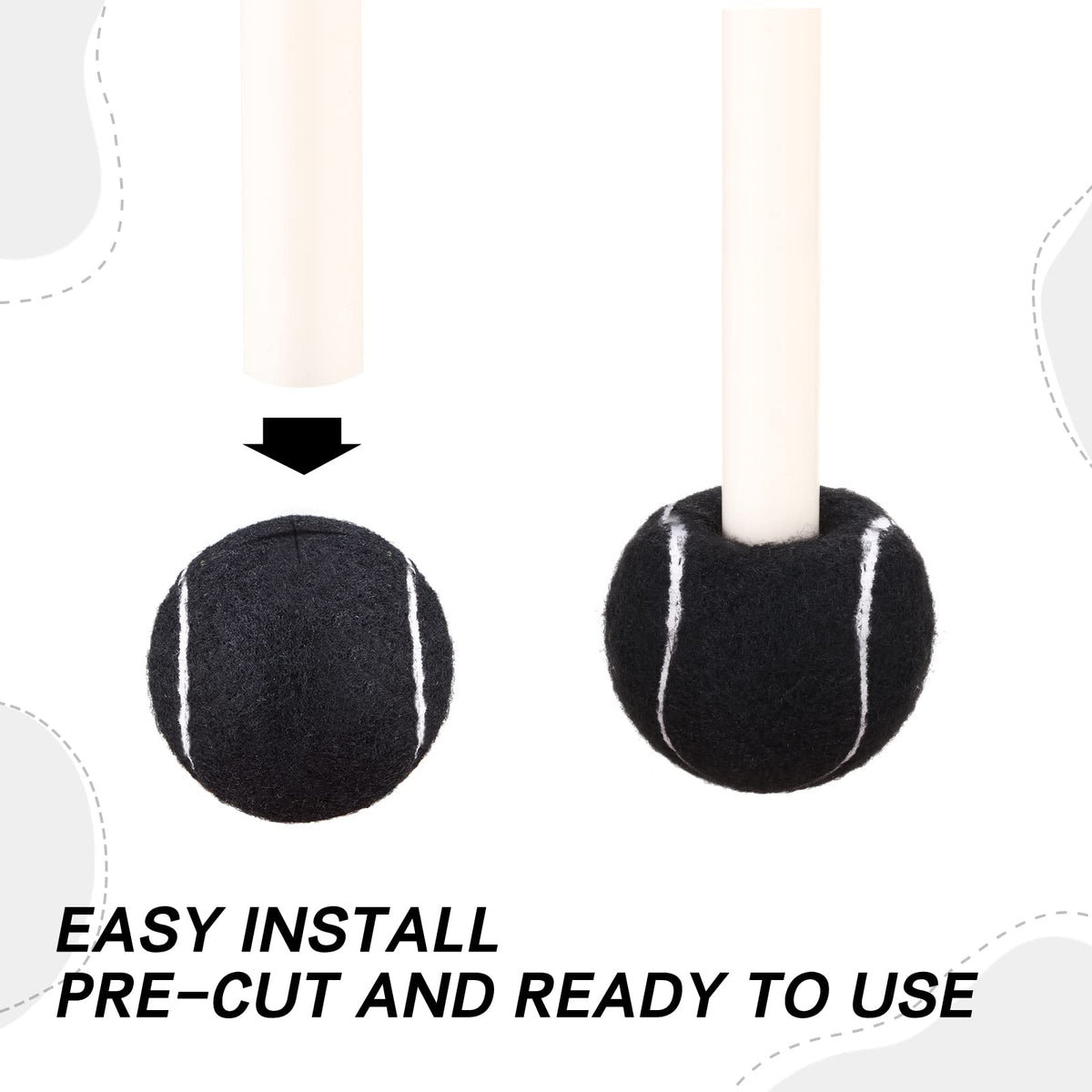 Treela black and white precut chair leg balls blend with furniture