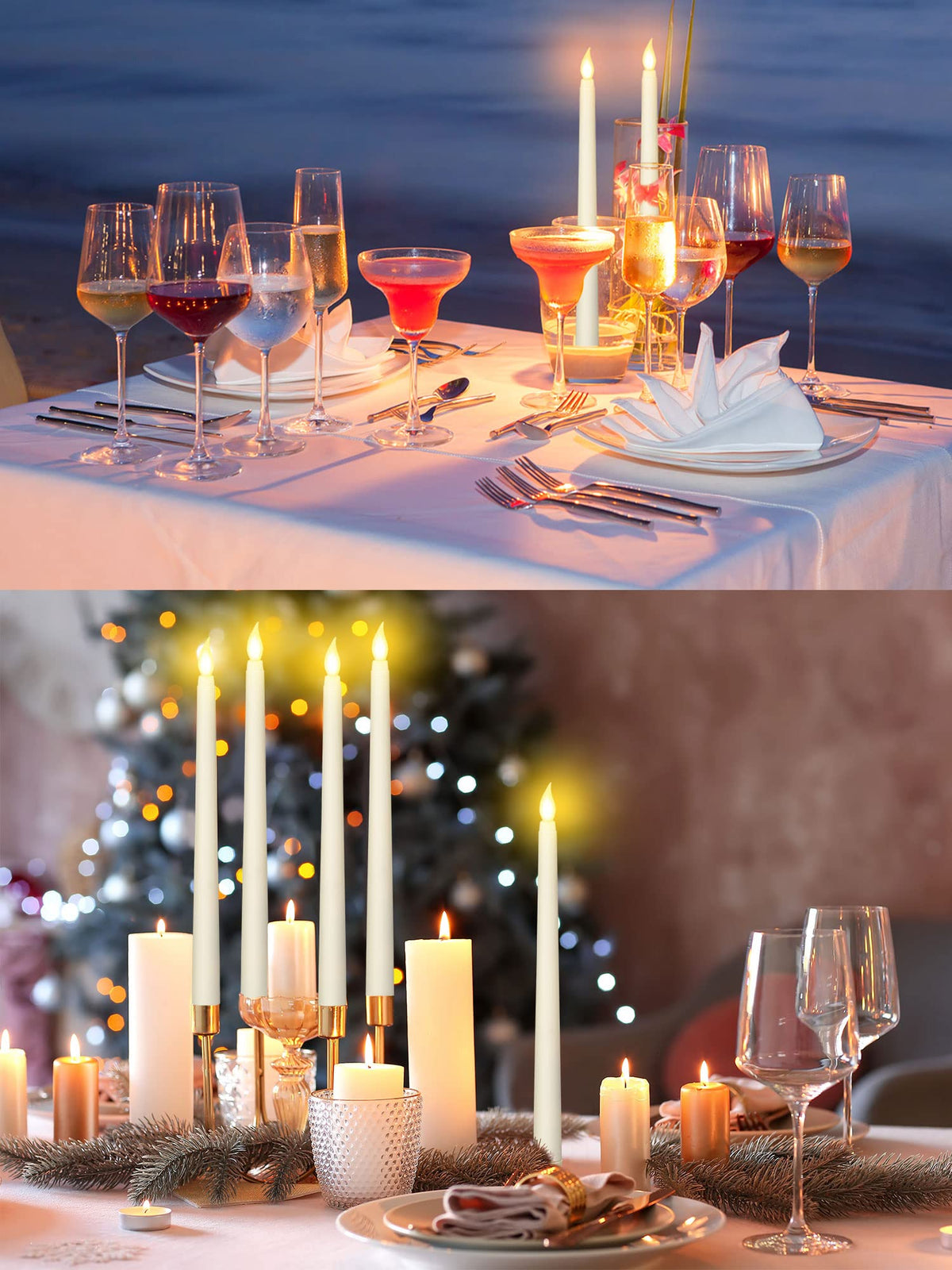Treela ivory flameless candle emitting warm, romantic light for special occasions