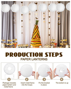 Treela paper lantern 6inch with easy assembly for events.