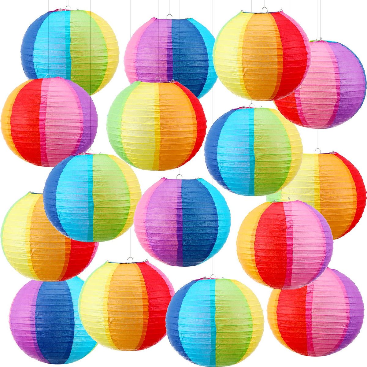 Treela rainbow paper lanterns for outdoor decor and celebrations.