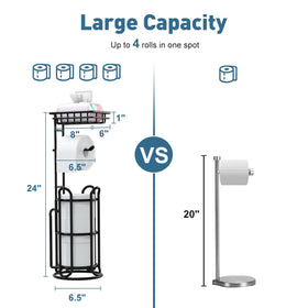TreeLen black finish toilet paper holder stands beside you in any bathroom