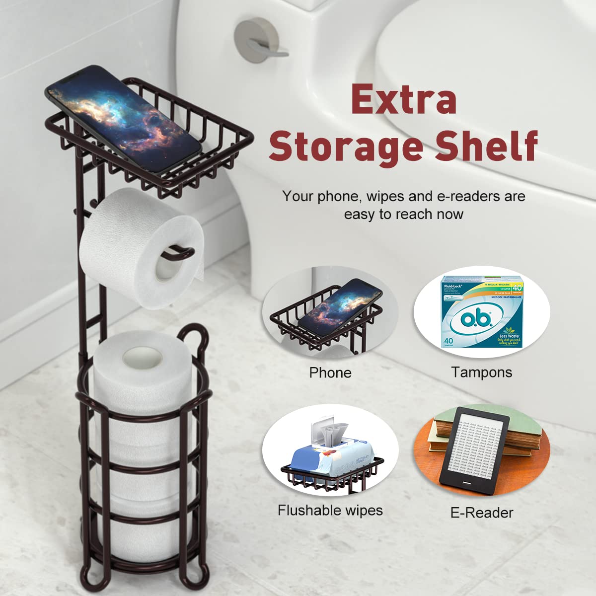 TreeLen bronze stand with mega-roll space for backup rolls