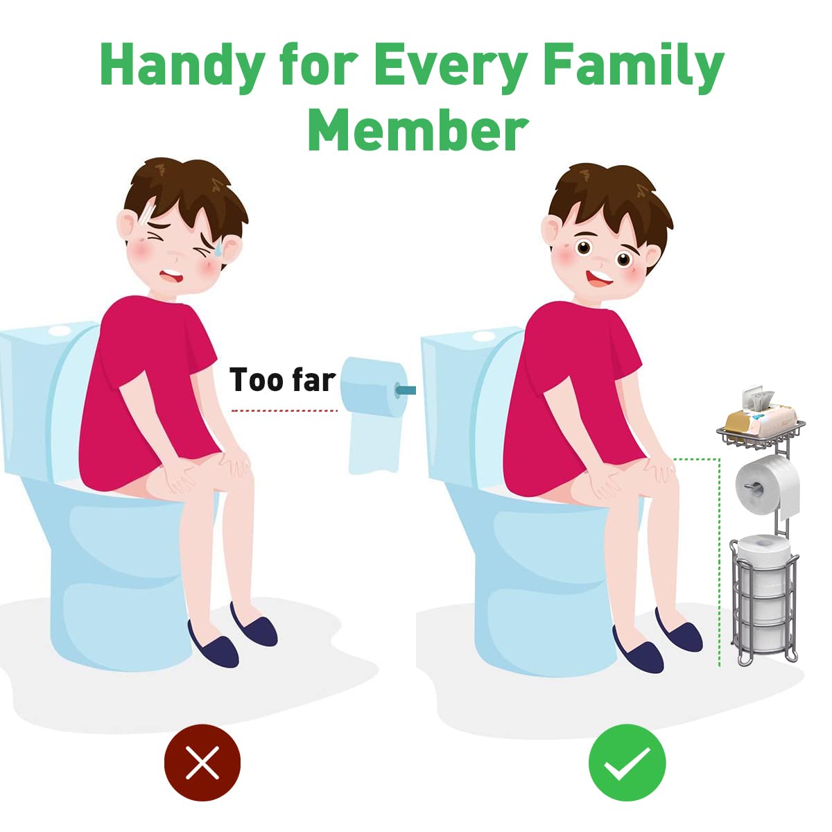 TreeLen freestanding unit installs without tools for flexible placement in any bathroom.
