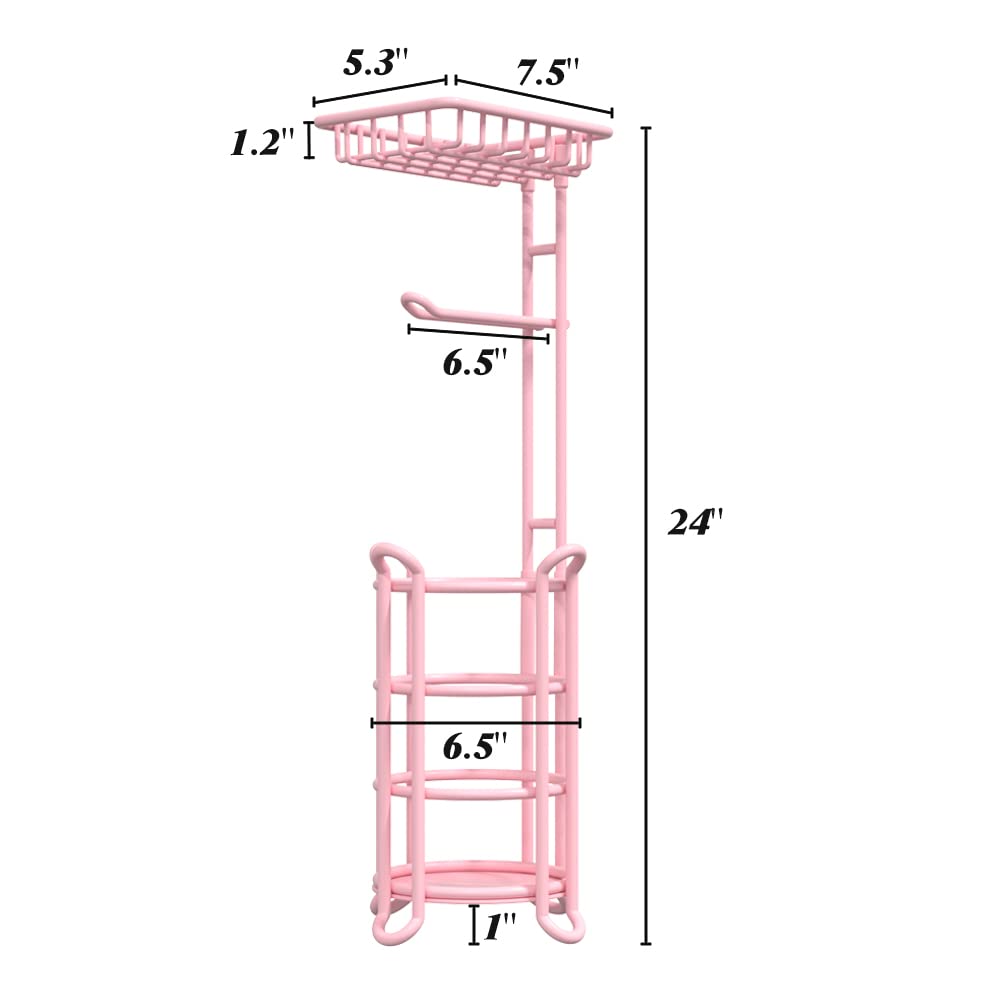 TreeLen pink back-up storage keeps three extra rolls on hand.