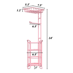 TreeLen pink back-up storage keeps three extra rolls on hand.
