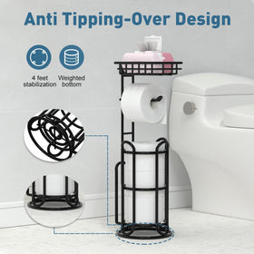 TreeLen toilet paper holder stand built-in shelf supports tablets and phones