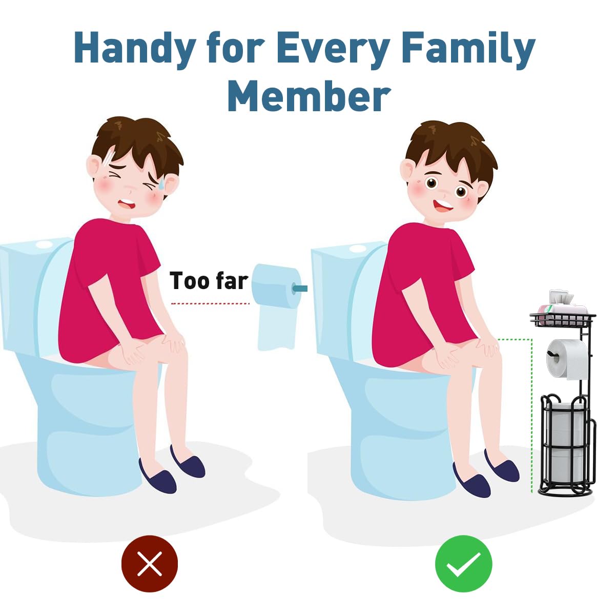 TreeLen toilet paper holder stand with magazine slot keeps reading materials neatly accessible