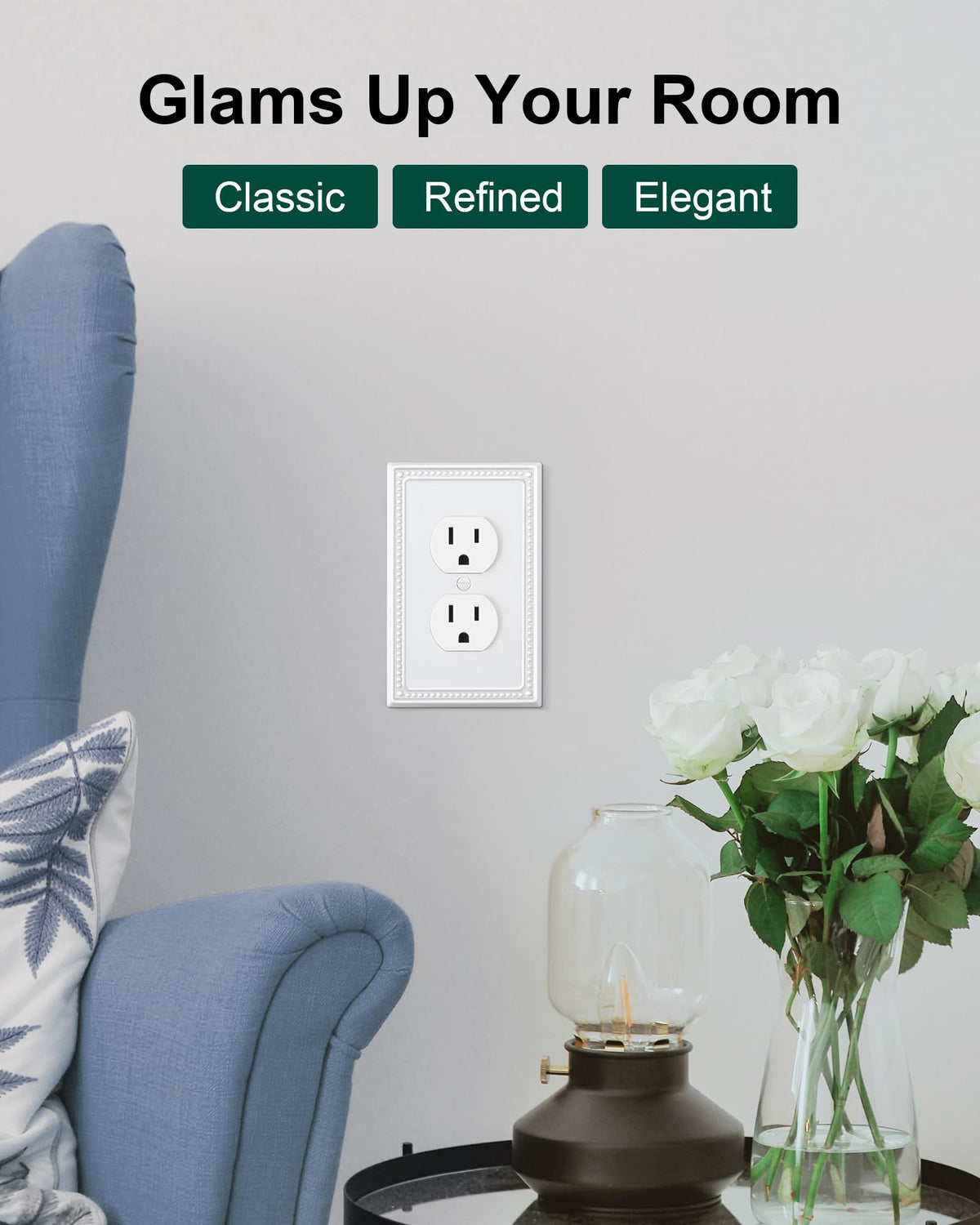 Treewell 1-gang plate fits most duplex outlets and switches.