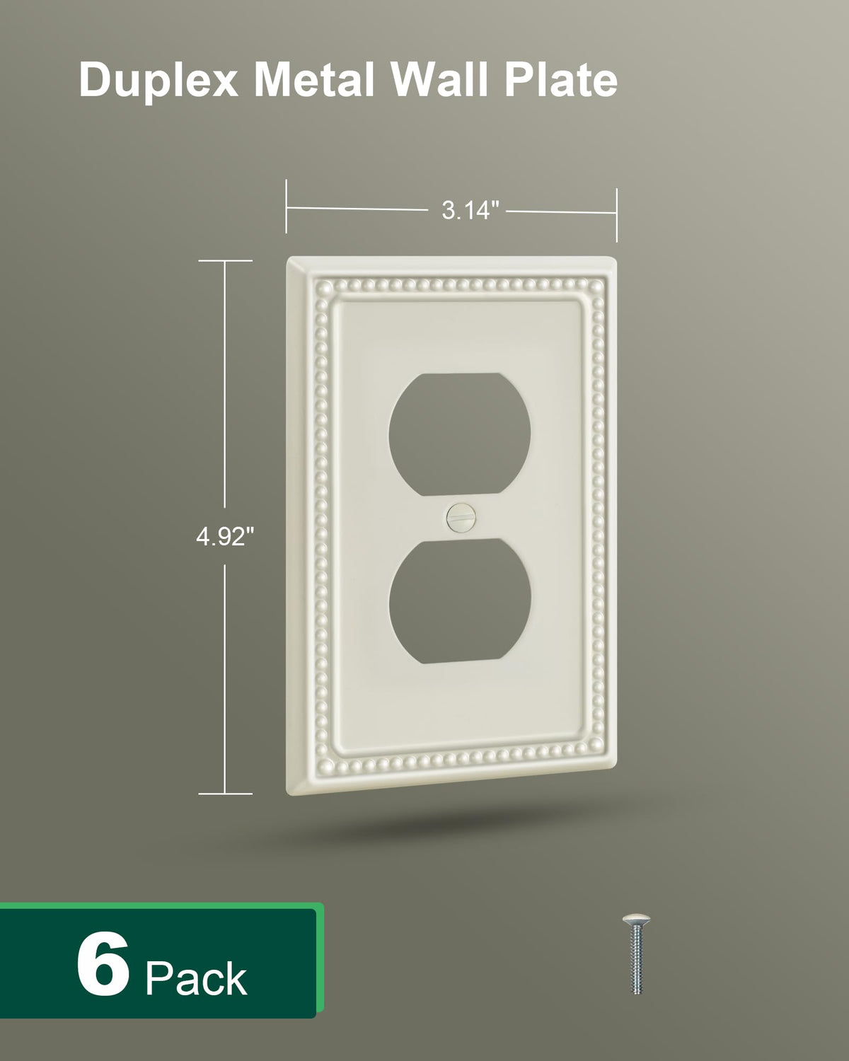Treewell 6-pack light almond metal wall plates for easy replacement.