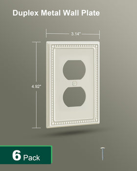 Treewell 6-pack light almond metal wall plates for easy replacement.