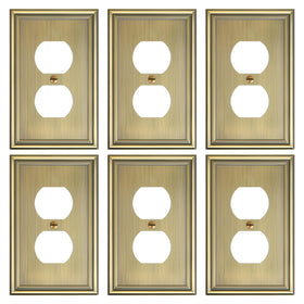treewell six-pack duplex outlet cover plate in antique brass finish with durable metal look