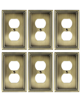 TREEWELL antique brass duplex outlet cover shows timeless style with lasting metal durability.