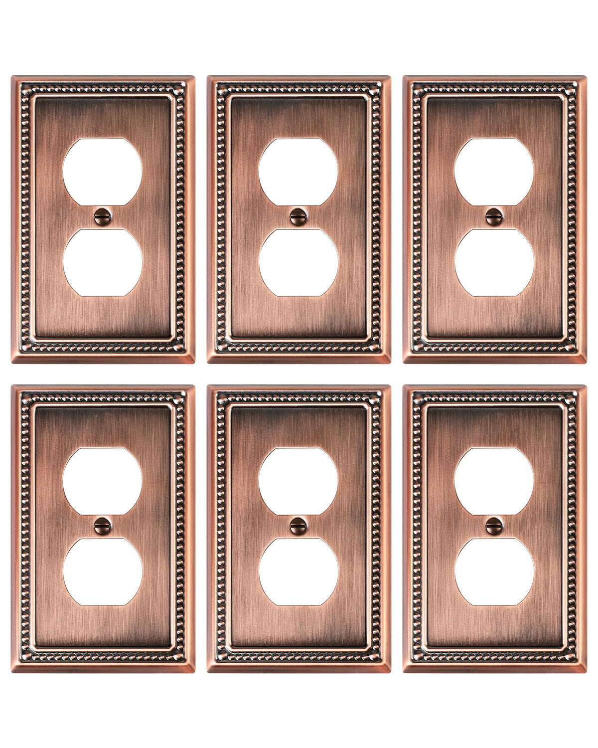 Treewell antique copper duplex outlet cover 6-pack adds warm, traditional style.