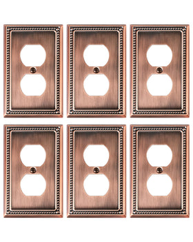 Treewell antique copper duplex outlet cover 6-pack adds warm, traditional style.