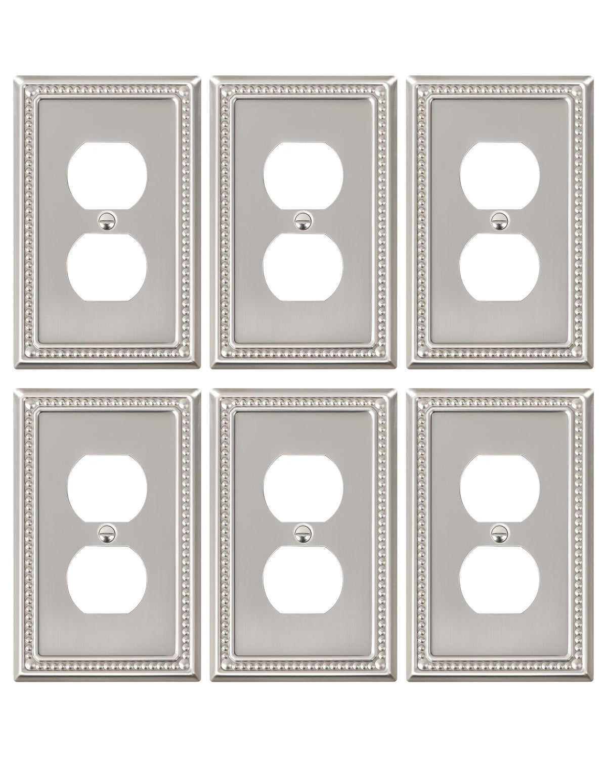 TREEWELL brushed nickel pearls duplex outlet cover adds refined style to any wall.