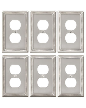 TREEWELL brushed nickel pearls duplex outlet cover adds refined style to any wall.