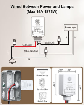 Treewell 15A rating supports lamps, fans, and small appliances.