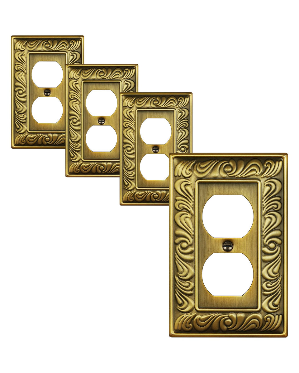 TREEWELL paisley-pattern duplex outlet cover plate enhances decor and durability.