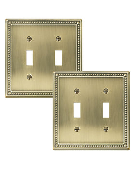 Treewell Pearls double-toggle plate close-up with pearl border for refined decor.