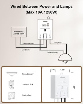 TREEWELL Receiver installed in a junction box for discreet integration.